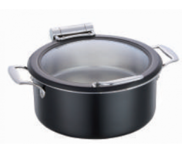 Nồi hâm buffet tròn nắp kính  Inox 28cm màu đen- 4L