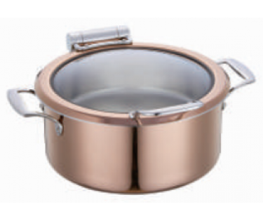 Nồi hâm buffet tròn nắp kính  Inox 28cm màu đồng - 4L