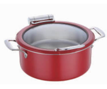 Nồi hâm buffet tròn nắp kính  Inox 28cm màu đỏ - 4L