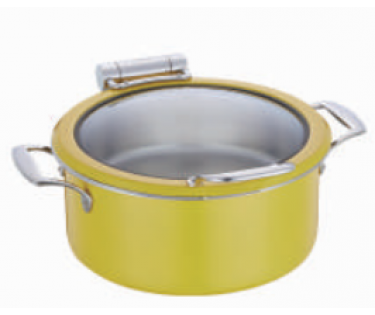 Nồi hâm buffet tròn nắp kính  Inox 28cm màu vàng - 4L