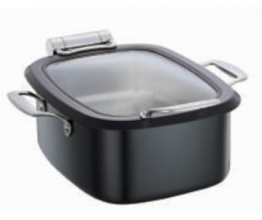 Nồi hâm buffet nắp kính Inox vuông màu đen - 4L