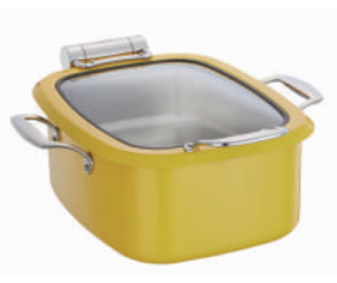 Nồi hâm buffet nắp kính Inox vuông màu vàng - 4L