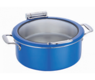 Nồi hâm buffet nắp kính  Inox 30cm tròn màu xanh - 4.5L