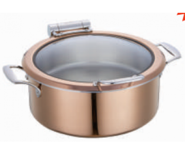 Nồi hâm buffet nắp kính Inox 30cm màu đồng - 4.5L