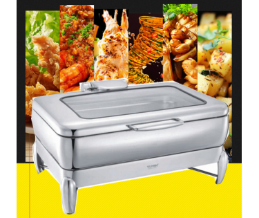 Lò hâm buffet chữ nhật nắp kiếng 5011L inox 304 Yufeh