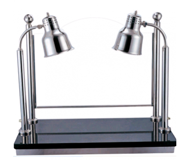 Đèn hâm nóng thức ăn Buffet 2 bóng inox trắng đế đá chữ nhật DVC-05