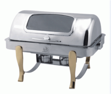 Nồi hâm buffet  chữ nhật chân vàng ( nắp PC ) - DKS61161-2